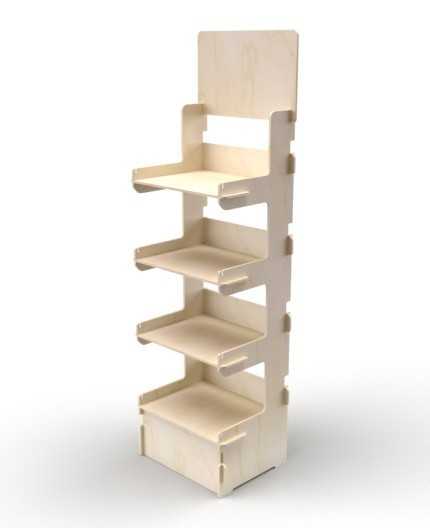 ABELIA - Présentoir de sol en bois 4 tablettes 170x51cm