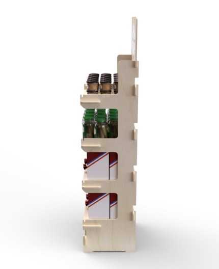 ABELIA - Présentoir de sol en bois 4 tablettes 170x51cm