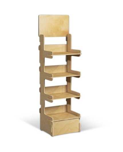 ABELIA - Présentoir de sol en bois 4 tablettes 170x51cm