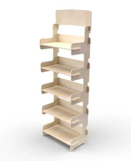 ACER - Présentoir de sol en bois 5 tablettes 166x51cm