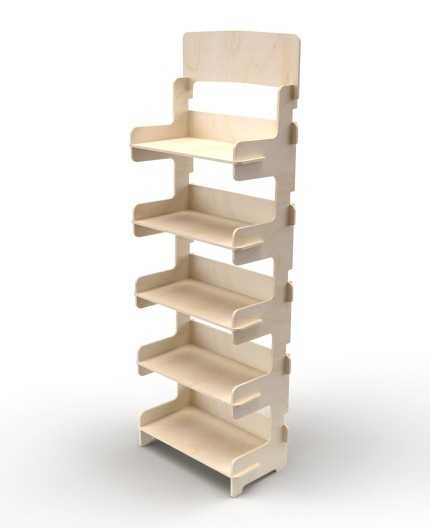 ACER - Présentoir de sol en bois 5 tablettes 166x51cm