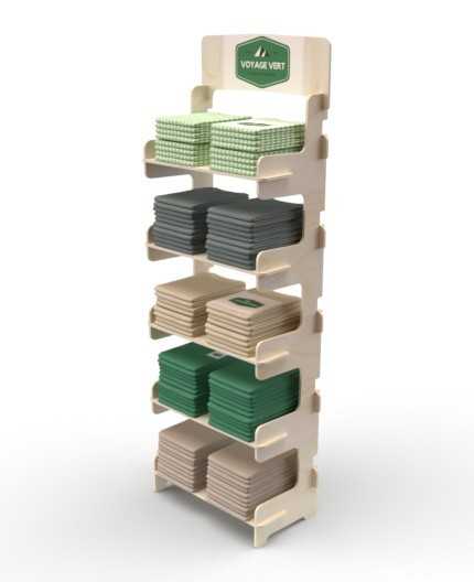 ACER - Présentoir de sol en bois 5 tablettes 166x51cm