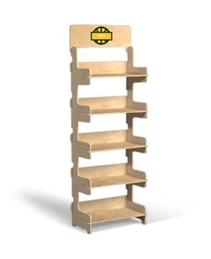 ACER - Présentoir de sol en bois 5 tablettes 166x51cm