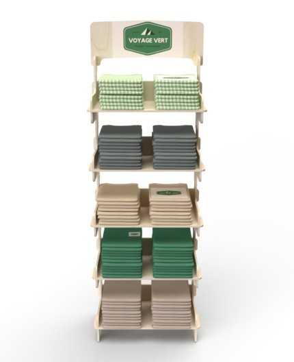 ACER - Présentoir de sol en bois 5 tablettes 166x51cm