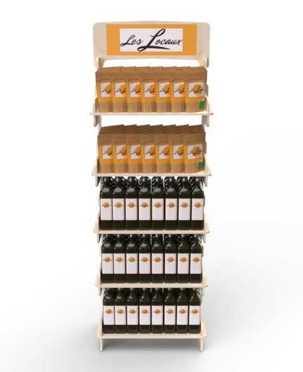 ACER - Présentoir de sol en bois 5 tablettes 166x51cm