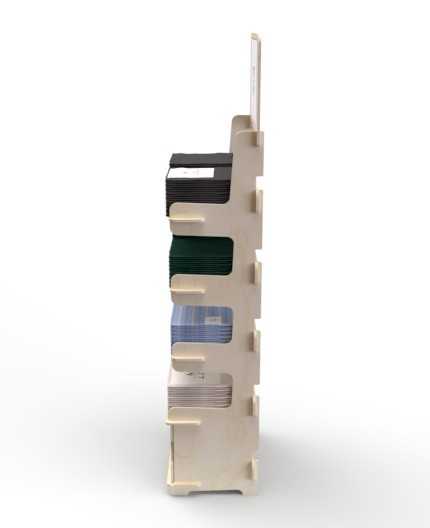 ADONIS - Présentoir bois 4 tablettes avec réserve 165x54cm