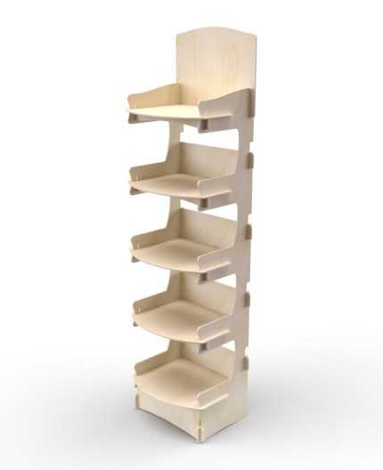 BACCHARIS - Présentoir de sol en bois 5 tablettes 167x44cm