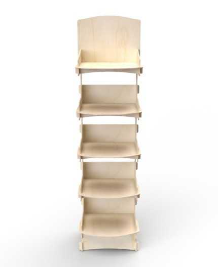 BACCHARIS - Présentoir de sol en bois 5 tablettes 167x44cm