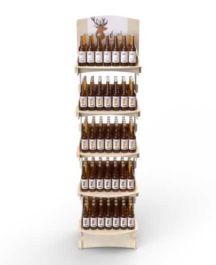 BACCHARIS - Présentoir de sol en bois 5 tablettes 167x44cm