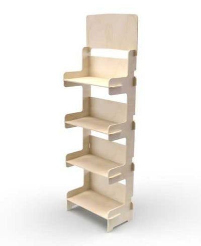 BETULA - Présentoir de sol en bois 4 tablettes 175x57cm