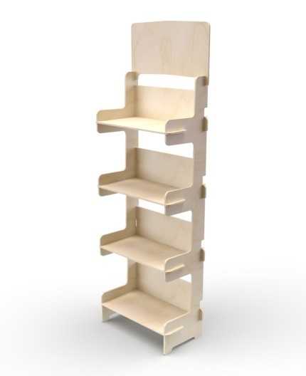 BETULA - Présentoir de sol en bois 4 tablettes 175x57cm