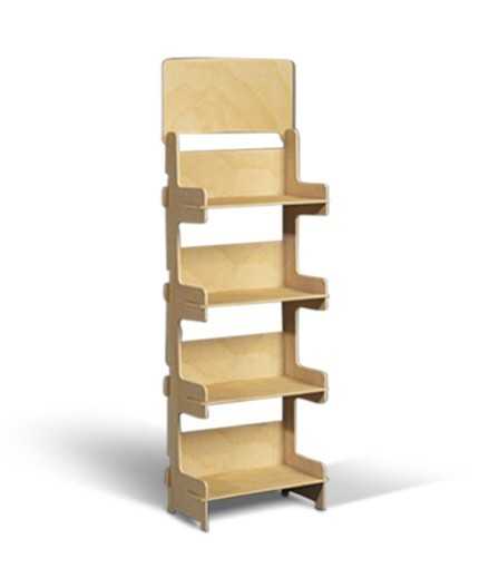 BETULA - Présentoir de sol en bois 4 tablettes 175x57cm
