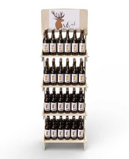 BETULA - Présentoir de sol en bois 4 tablettes 175x57cm