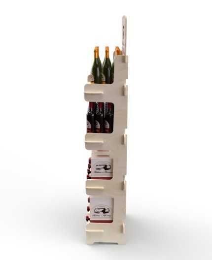 BETULA - Présentoir de sol en bois 4 tablettes 175x57cm
