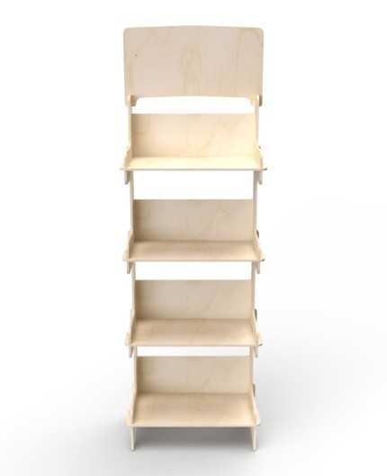 BETULA - Présentoir de sol en bois 4 tablettes 175x57cm