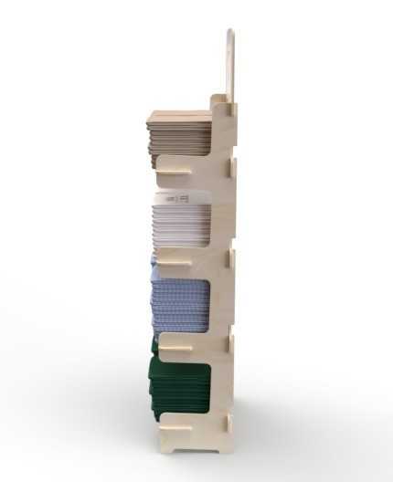 BETULA - Présentoir de sol en bois 4 tablettes 175x57cm