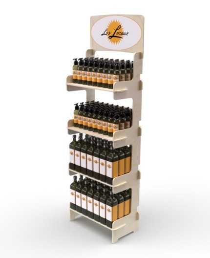 BETULA - Présentoir de sol en bois 4 tablettes 175x57cm