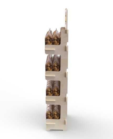 BETULA - Présentoir de sol en bois 4 tablettes 175x57cm