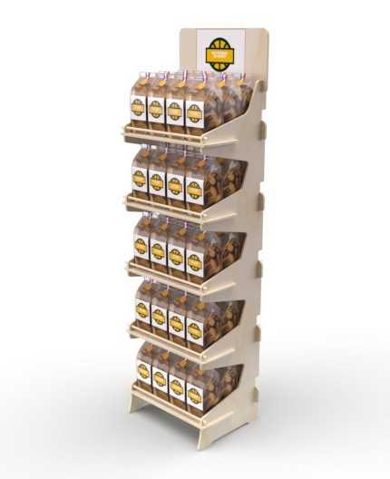 CARICA - Présentoir de sol en bois 5 tablettes 168x45cm
