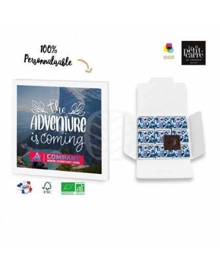 Carte 9 carrés 4g - chocolat 71% Bio - Impression recto-verso