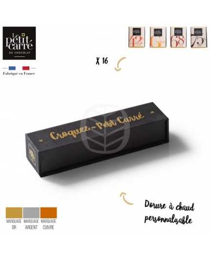 Coffret personnalisé - 16 chocolats - Fourreau personnalisé et dorure à chaud