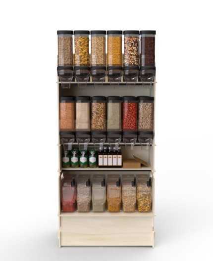 Configurateur Trémies - Meuble Vrac 90 - 3 tablettes - L.92cm