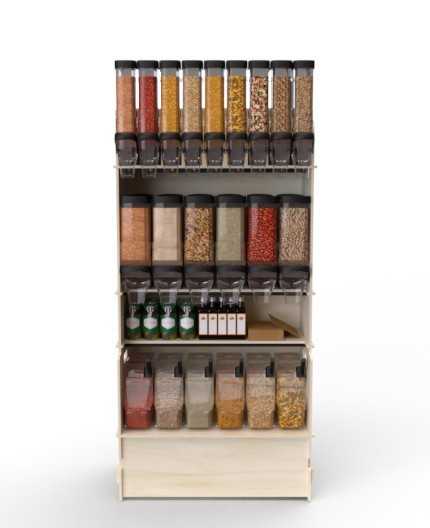 Configurateur Trémies - Meuble Vrac 90 - 3 tablettes - L.92cm