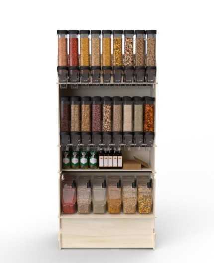 Configurateur Trémies - Meuble Vrac 90 - 3 tablettes - L.92cm