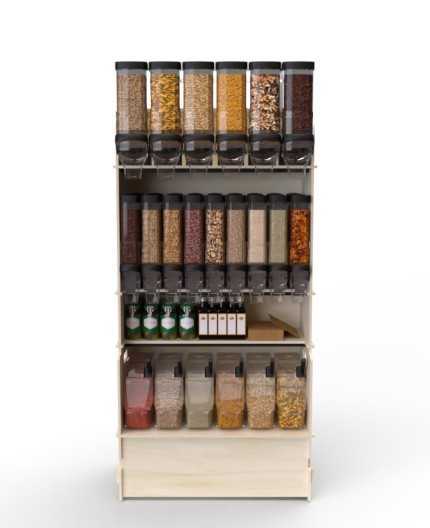 Configurateur Trémies - Meuble Vrac 90 - 3 tablettes - L.92cm