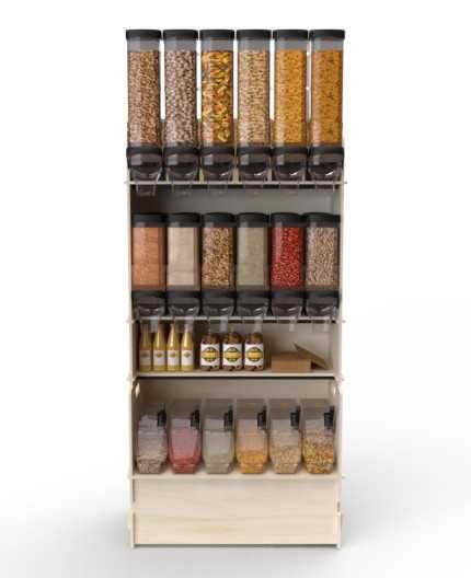 Configurateur Trémies - Meuble Vrac 90 - 3 tablettes - L.92cm