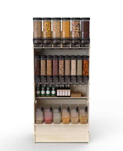 Configurateur Trémies - Meuble Vrac 90 - 3 tablettes - L.92cm