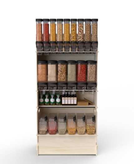 Configurateur Trémies - Meuble Vrac 90 - 3 tablettes - L.92cm