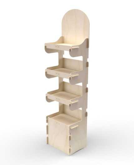 EVODIA - Présentoir magasin en bois 4 tablettes 168x47cm