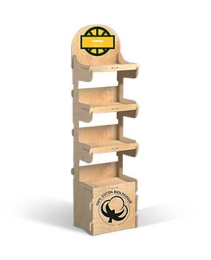 EVODIA - Présentoir magasin en bois 4 tablettes 168x47cm
