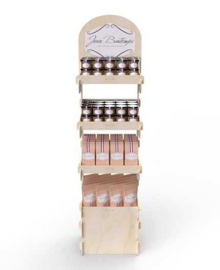 EVODIA - Présentoir magasin en bois 4 tablettes 168x47cm
