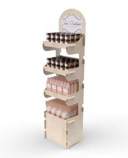EVODIA - Présentoir magasin en bois 4 tablettes 168x47cm