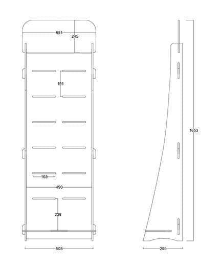 GARRYA 1P - Présentoir bois broches métal 165x55cm