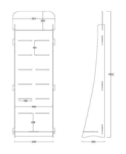 GARRYA 1 - Présentoir bois pour broches 165x55cm