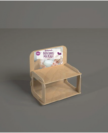 HALESIA - Présentoir de comptoir bois design 2 tablettes - (L) 39cm
