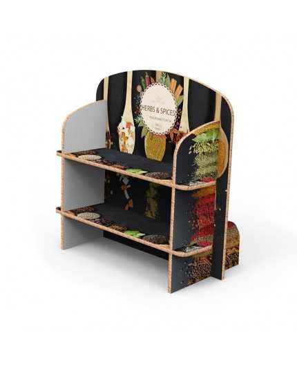 Hanna 2 - Présentoir en carton alvéolaire 2 tablettes 49x26