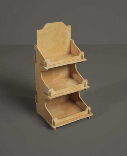 MELIA - Présentoir de comptoir en bois 3 tablettes - (L) 26cm