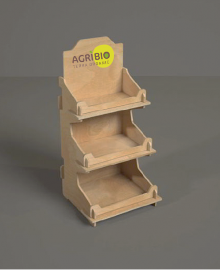 MELIA - Présentoir de comptoir en bois 3 tablettes - (L) 26cm