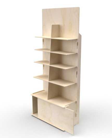 MIA (L) - Présentoir bois 2x5 tablettes 184x80cm