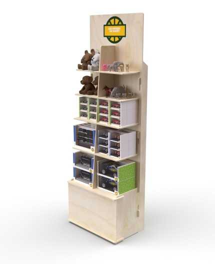 MIA (M) - Présentoir bois 2x5 tablettes 184x60cm
