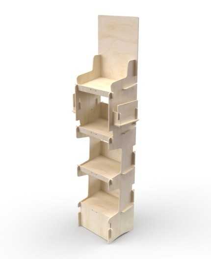 ONONIS - présentoir de sol en bois  4 tablettes inclinées 153x47cm