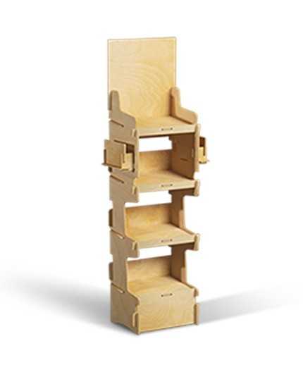 ONONIS - présentoir de sol en bois  4 tablettes inclinées 153x47cm