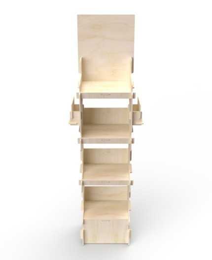 ONONIS - présentoir de sol en bois  4 tablettes inclinées 153x47cm