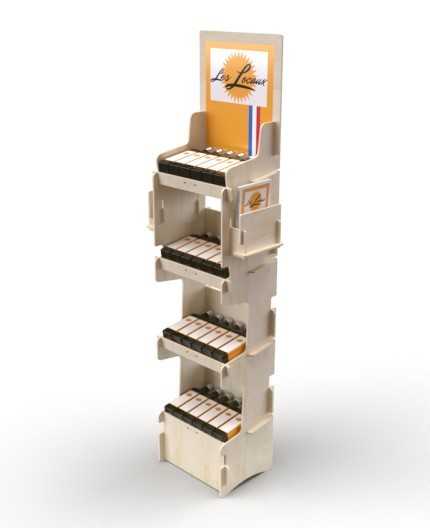 ONONIS - présentoir de sol en bois  4 tablettes inclinées 153x47cm