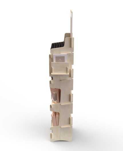ONONIS - présentoir de sol en bois  4 tablettes inclinées 153x47cm