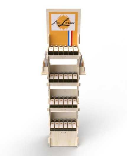 ONONIS - présentoir de sol en bois  4 tablettes inclinées 153x47cm